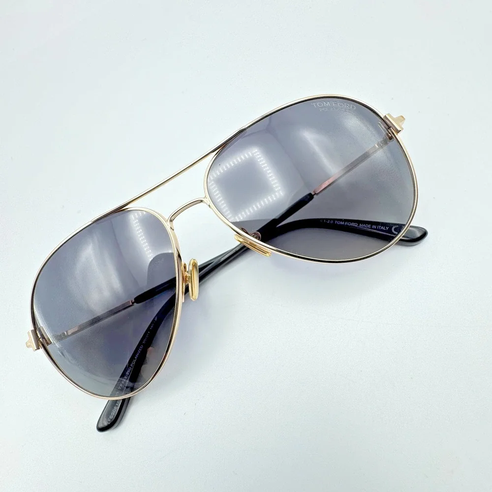 Tom Ford Sunglasses Clark TF823 28D Rose Gold Aviator Polarized Gray Lens 59mm